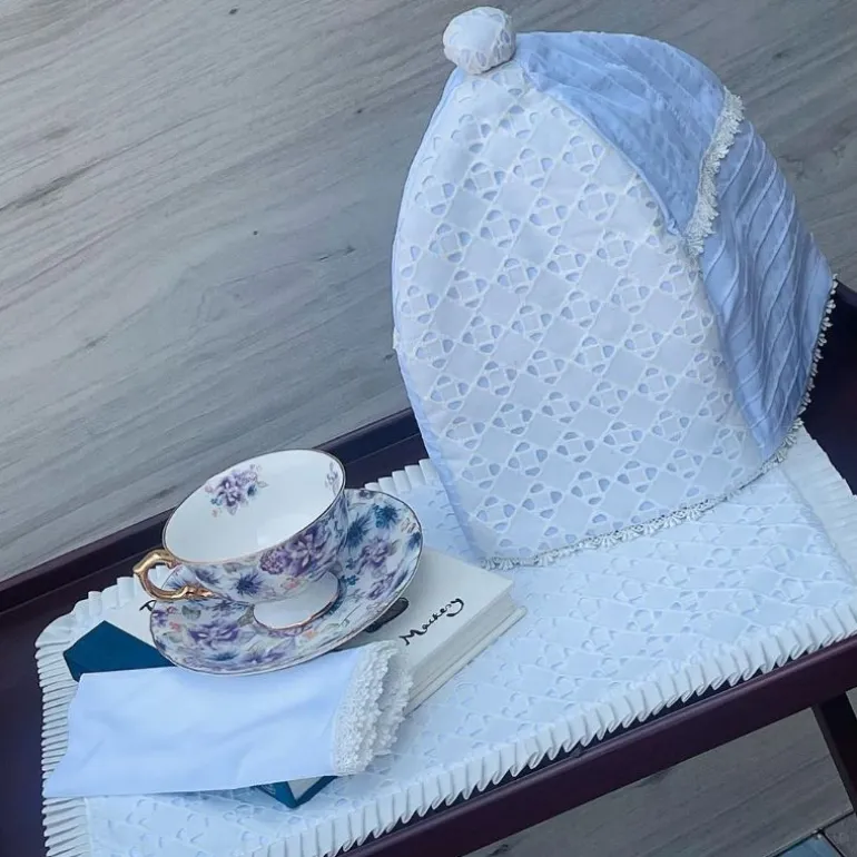 24 piece Tea Set White Pansy Love Purple