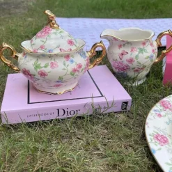 24 Piece Tea Set White Spring