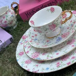 24 Piece Tea Set White Spring
