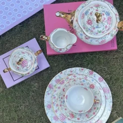 24 Piece Tea Set White Spring