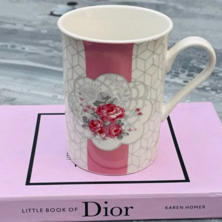 Pink & Grey Floral Mugs (set of six)