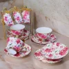 Pink Floral Serenity (set of six cups and saucers)
