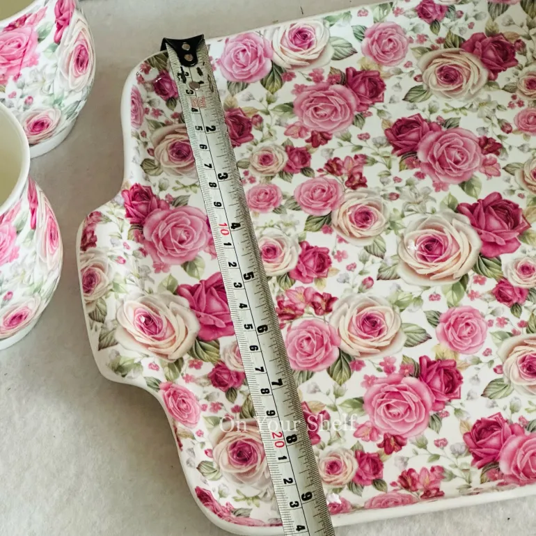 Pretty In Pink (six mugs, one teapot, one tray)