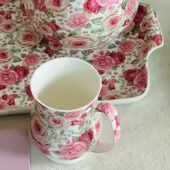 Pretty In Pink (six mugs, one teapot, one tray)