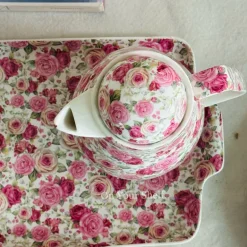 Pretty In Pink (six mugs, one teapot, one tray)