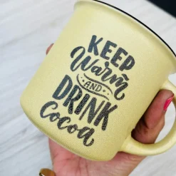 Quotation Mug “Keep Warm & Drink Cocoa” (Single Piece)