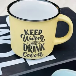 Quotation Mug “Keep Warm & Drink Cocoa” (Single Piece)