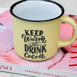 Quotation Mug “Keep Warm & Drink Cocoa” (Single Piece)