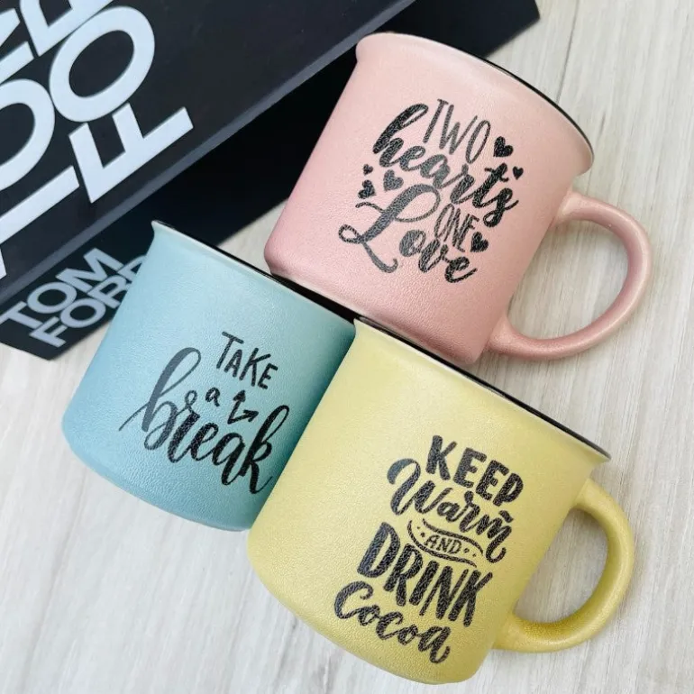 Quotation Mug “Two Hearts One Love” In Pink (Single Piece)