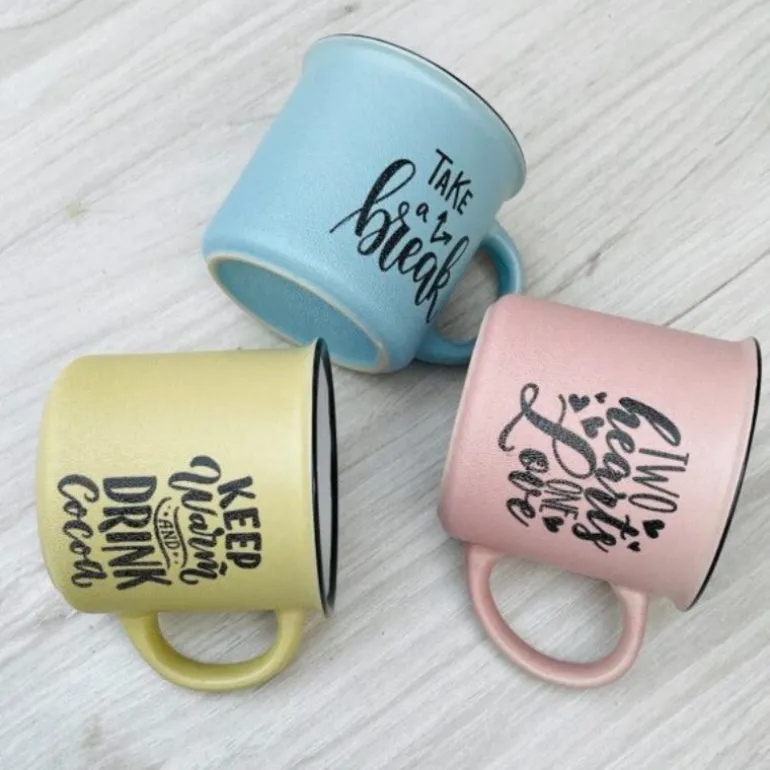 Quotation Mug “Two Hearts One Love” In Pink (Single Piece)