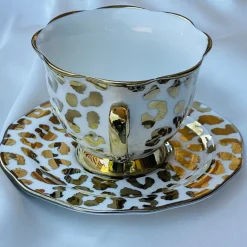 Radiant Cheetah Tea Delight (set of six teacups and saucers)