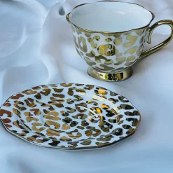 Radiant Cheetah Tea Delight (set of six teacups and saucers)