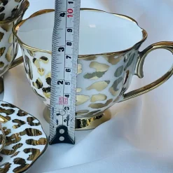 Radiant Cheetah Tea Delight (set of six teacups and saucers)