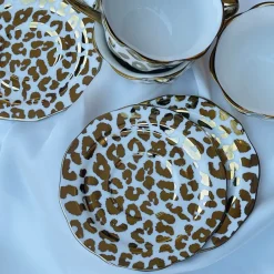 Radiant Cheetah Tea Delight (set of six teacups and saucers)