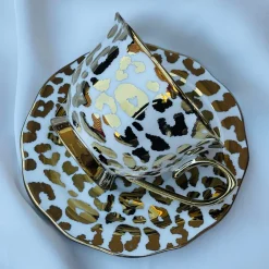 Radiant Cheetah Tea Delight (set of six teacups and saucers)