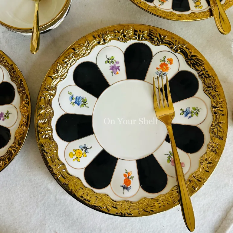 Regal Bloom Dinnerware Set (24 Piece Plate Set)