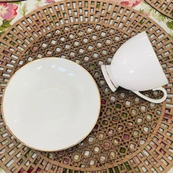 Regal Essence: White and Gold Classic Collection - Tea Cup & Saucer (single cup and single saucer)