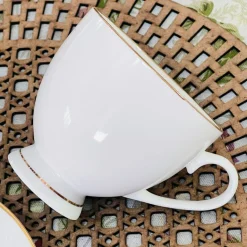 Regal Essence: White and Gold Classic Collection - Tea Cup & Saucer (single cup and single saucer)