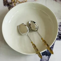 Royal Brass Leaf Serving Ladle & Flat (set of two)