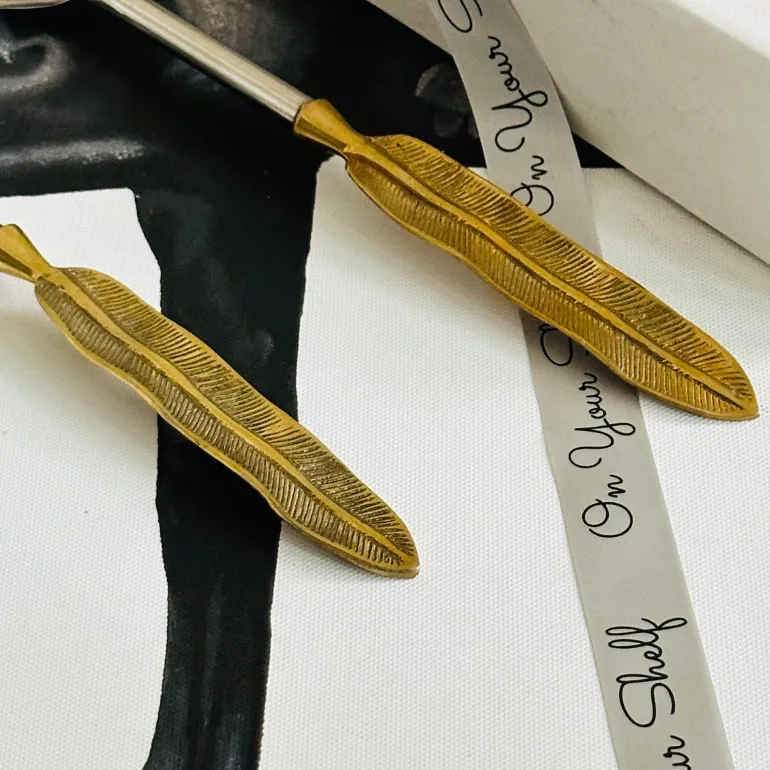 Royal Brass Leaf Serving Ladle & Flat (set of two)