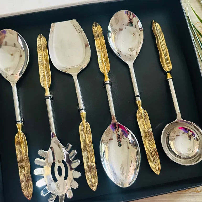 Royal Brass Serving Spoon Set Of Six