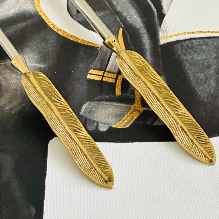 Royal Leaf Brass Serving Spoon Duo (set of two)