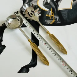 Royal Leaf Brass Serving Spoon Duo (set of two)