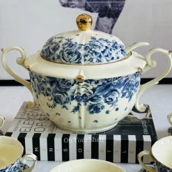 Secret Garden Blue Porcelain Soup Set (23 Piece)