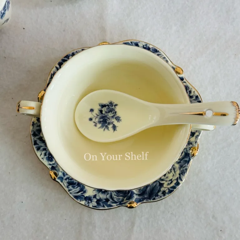Secret Garden Blue Porcelain Soup Set (23 Piece)