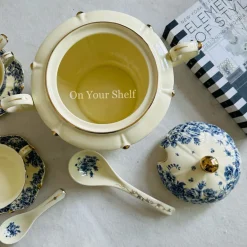 Secret Garden Blue Porcelain Soup Set (23 Piece)