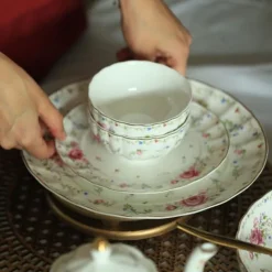 75 Secret Garden Dinner Set-Pink Rose (without gold handle)