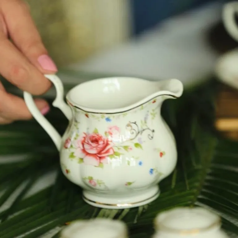 75 Secret Garden Dinner Set-Pink Rose (without gold handle)