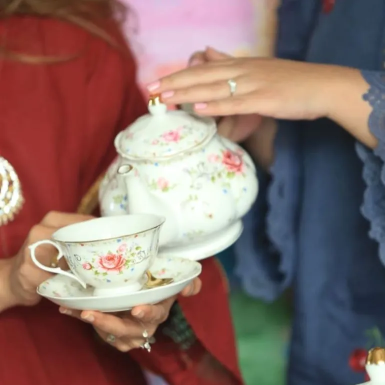 75 Secret Garden Dinner Set-Pink Rose (without gold handle)