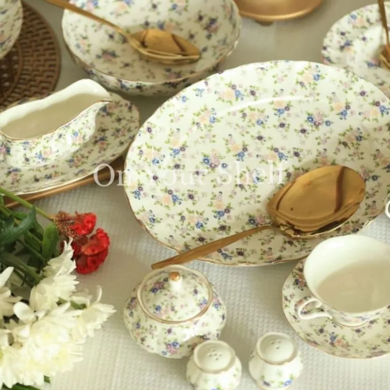 75 Secret Garden Dinner Set-Spring Flowers (without gold handle)