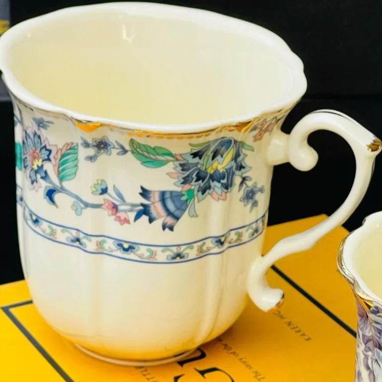Secret Garden Floral Mug - Green/Blue Band (single piece)