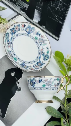 Secret Garden Green/Blue (set of six cups and saucers)