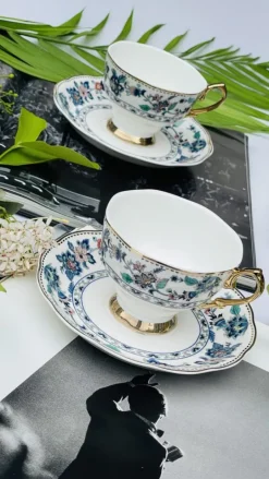 Secret Garden Green/Blue (set of six cups and saucers)