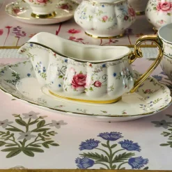 Secret Garden Pink Rose (75 piece dinner set gold handle)