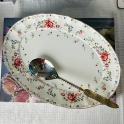 Secret Garden Pink Rose (75 piece dinner set gold handle)