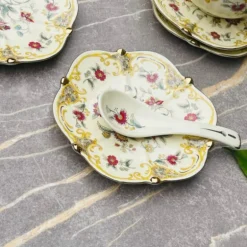 Secret Garden Soup Set Porcelain Beige & Red