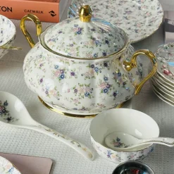 Secret Garden Spring Floral Gold Handle (75 piece dinner set)