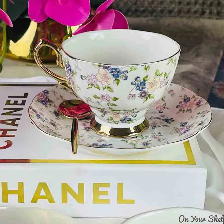 Secret Garden Tea Cups & Saucers-Spring Flowers
