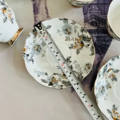Secret Garden Winter Grey (Set Of Six Tea Cups & Saucers)