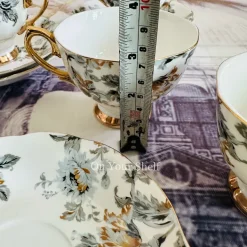 Secret Garden Winter Grey (Set Of Six Tea Cups & Saucers)