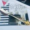 Serving Spoon Silver Gold Leaf