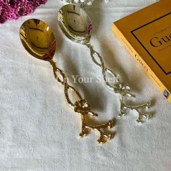 Serving Spoon With Flower - Gold