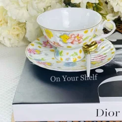 Sky Blue With Yellow Floral 18 Piece Plate Set