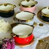 Taureen Serving Pot w/Glass Lid and Gold Polka Dots-Green