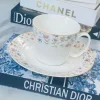 Tea Cup and Saucers Daulton Femme Floral Band Set of Six