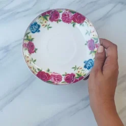 Tea Cup and Saucers Daulton Roses Band Set of Six